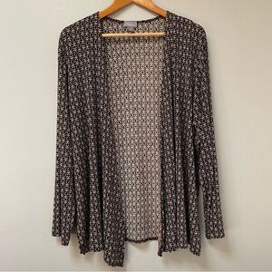 Chicos Travelers Chocolate Brown/Beige Cardigan Sweater Jacket Size 3